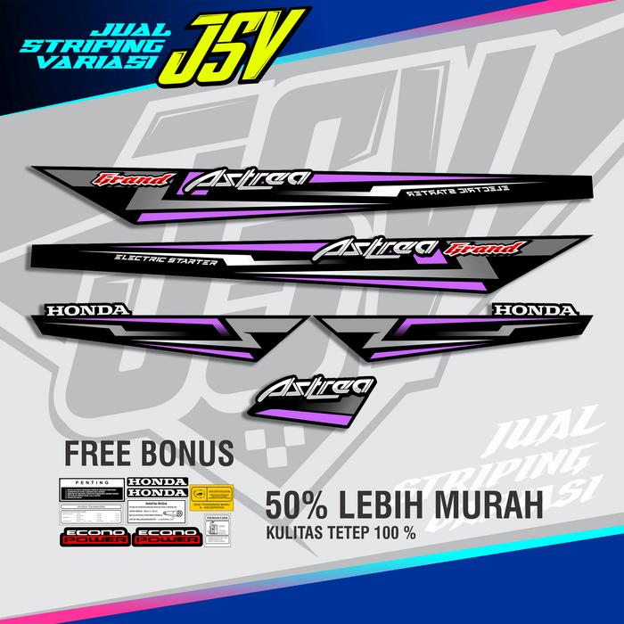 Gambar Striping Stiker Astrea Grand Variasi Honda Legenda Dream Motif Klasik - Ungu dari jual decal undefined Tokopedia
