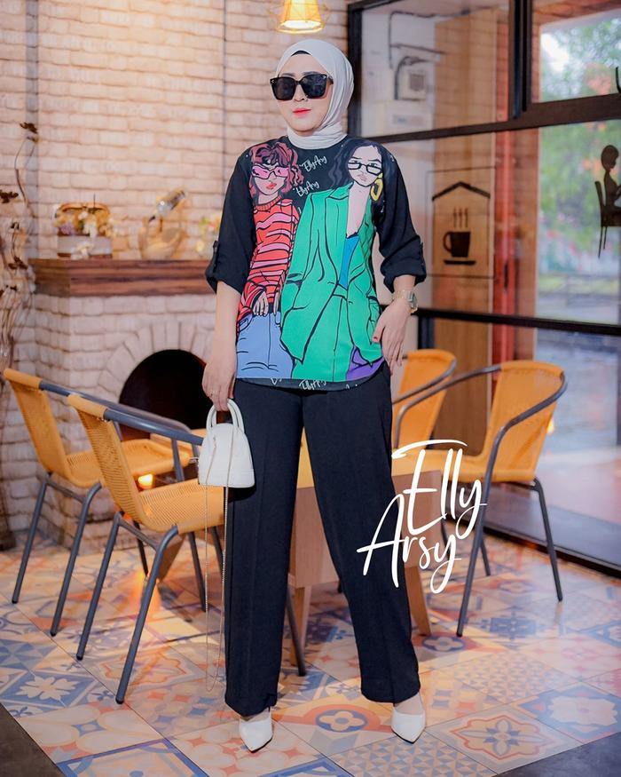 Gambar NUNA One Set Original product by ELLY ARSY - Hitam dari Grosir Gamis Depok undefined Tokopedia