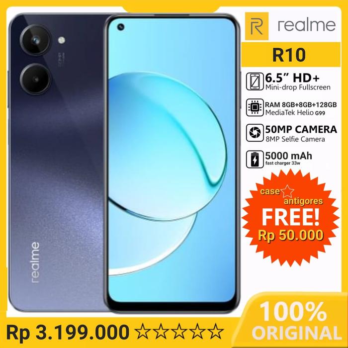 Gambar REALME 10 BLACK RAM 8GB+8GB/128GB RESMI - Hitam dari KINGTEL undefined Tokopedia
