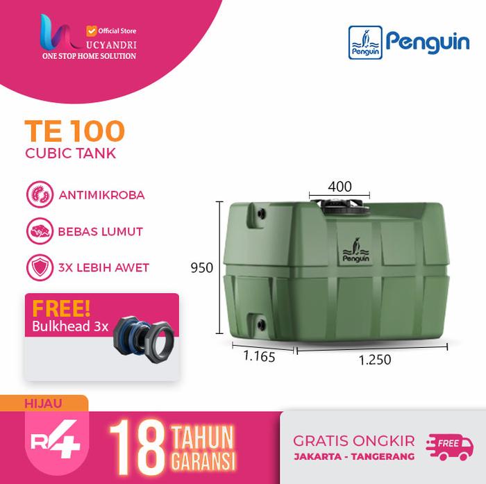 Gambar Toren Air Penguin 1000 L Tangki Air Kotak TE 100 Tandon Cubic Tank - Hijau dari Lucyandri Official undefined Tokopedia
