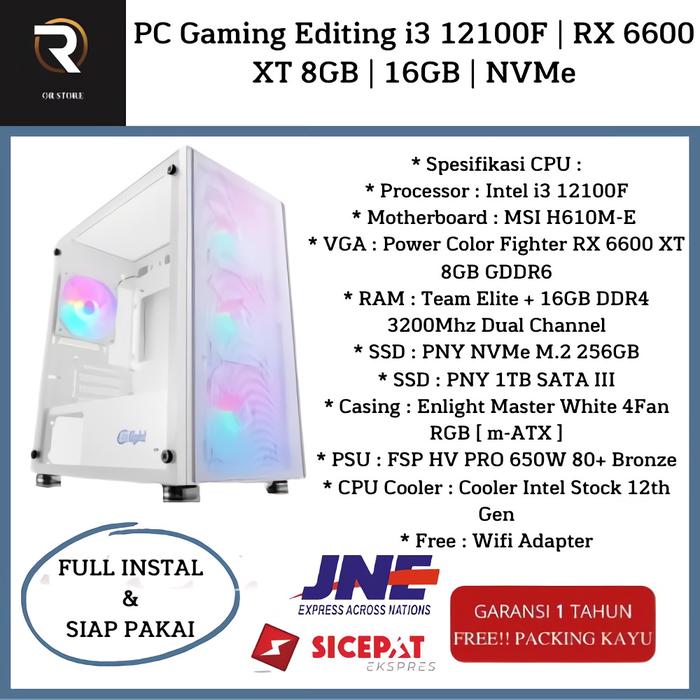 ゲーミングPC i3-12100F RX6600XT