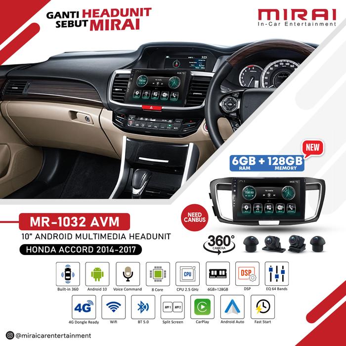 Jual Headunit Android HONDA ACCORD 2014-2017 MIRAI AVM Kamera 360 6 ...