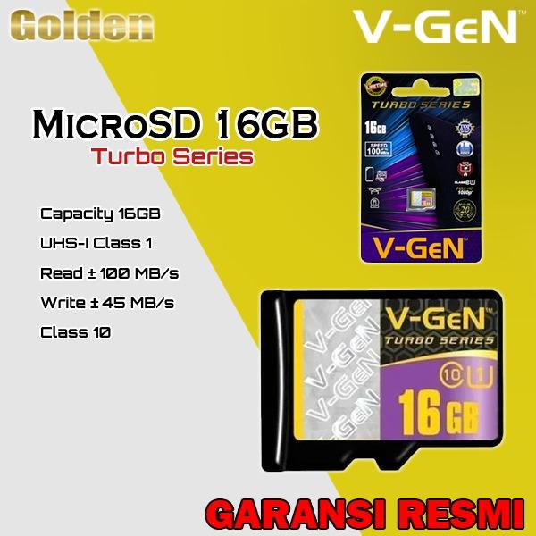 Gambar V-gen Micro SD Vgen 16gb 32gb 64gb 128gb 256gb Class 10 TURBO Series - 16 gb, NON ADAPTER dari Golden Celluler undefined Tokopedia