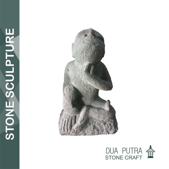 Gambar Patung Monyet - berpikir dari Dua Putra Stone Craft undefined Tokopedia