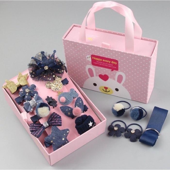 Gambar Jepit Box Set 18pcs Aksesoris Ikat Rambut Jepitan Pita Anak Cewe Korea - Navy dari ciwi_ciwi undefined Tokopedia