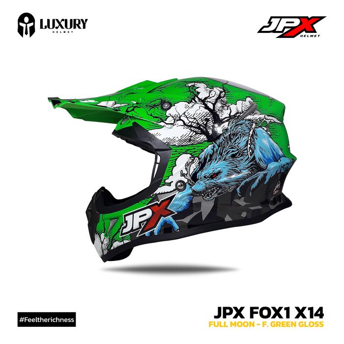 Gambar Helm Trail - Helm JPX FOX1 - X14 - FullMoo - Offroad - Cross - F.GreenGloss, XL dari LuxuryHelmet undefined Tokopedia