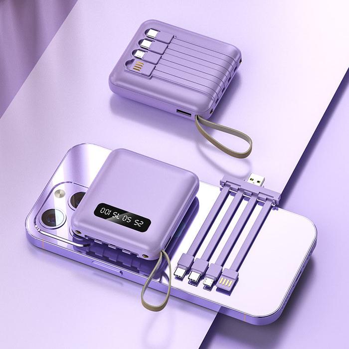Gambar Power Bank 20000mAh with 4IN1 Kabel Data Real Capacity Mini Portable - Ungu dari @accsesosiesstore undefined Tokopedia