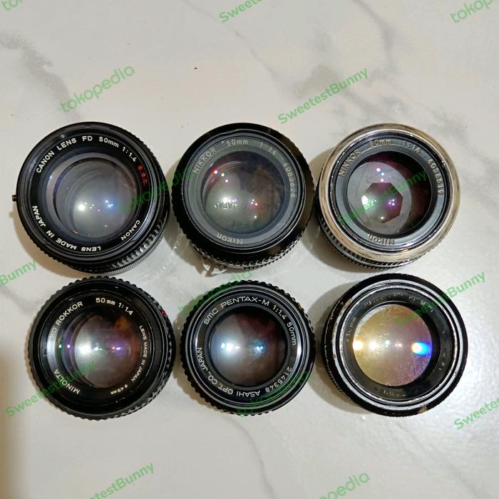 Lensa Manual Nikon Nikkor Canon FD Minolta Pentax Fujinon 50mm 50  EBC Fujinon