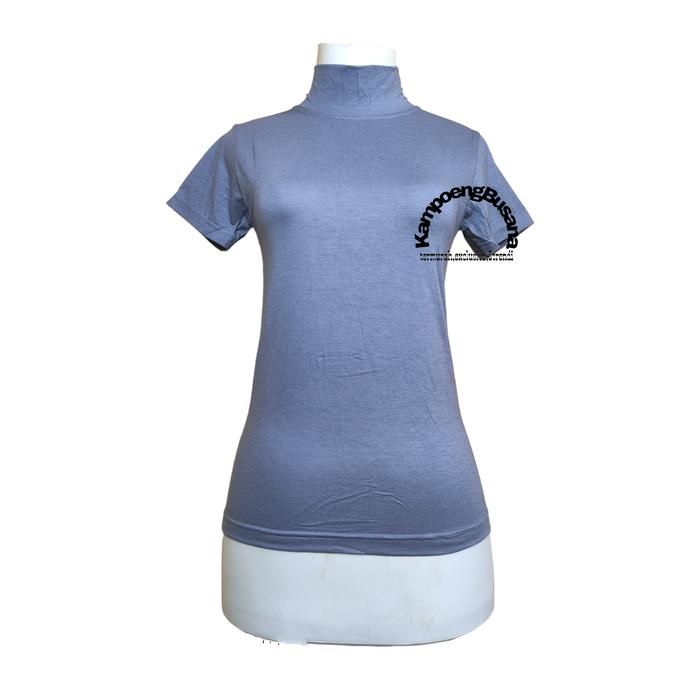 Gambar Manset Turtleneck Kerah Tinggi Lengan Pendek Polos Wanita - Abu, M dari KAMPOENGBUSANA undefined Tokopedia