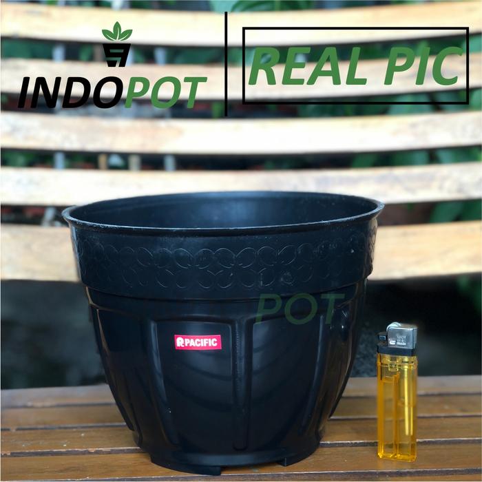 Gambar Pot Bunga Tanaman Hias Pasific 20 Hitam Pot Motif Simple Elegant - Hitam dari Indopot_NEW undefined Tokopedia