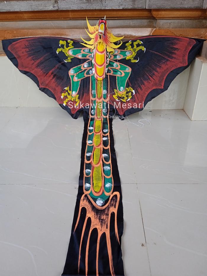 Gambar Layangan Karakter Naga Lukis Ekor Panjang Dekorasi Mainan Anak Bali - Hitam dari Sukawati Mesari undefined Tokopedia