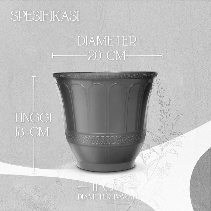 Gambar CJP Kiara - Pot Bunga Tanaman Plastik Motif Roma - Hitam (20 - 40 cm) - 20 dari Kiara Houseware undefined Tokopedia
