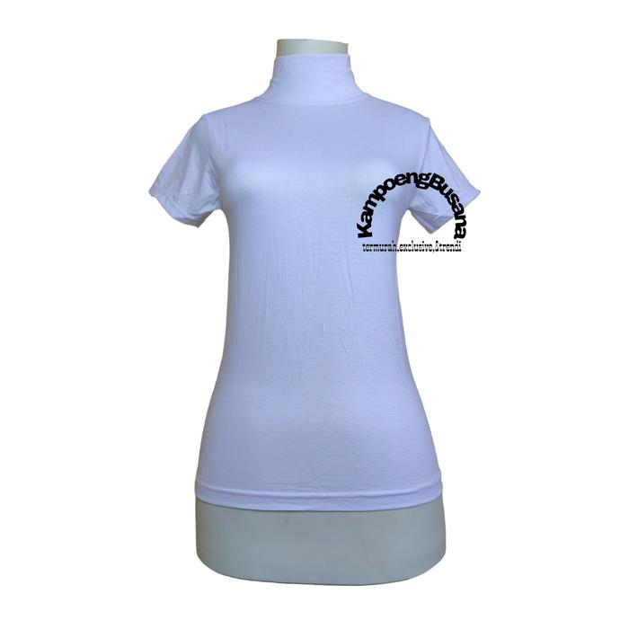 Gambar Manset Baju Turtleneck Lengan Pendek Polos Wanita - Putih, L dari KAMPOENGBUSANA undefined Tokopedia