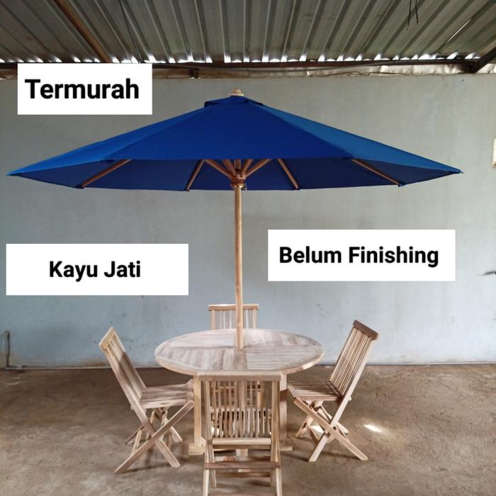 Gambar Meja payung Cafe Taman Outdoor Set Payung Tenda 4 Kursi Lipat Payung - Belum Finishing, Set Tenda 250cm dari Tria jati furniture undefined Tokopedia