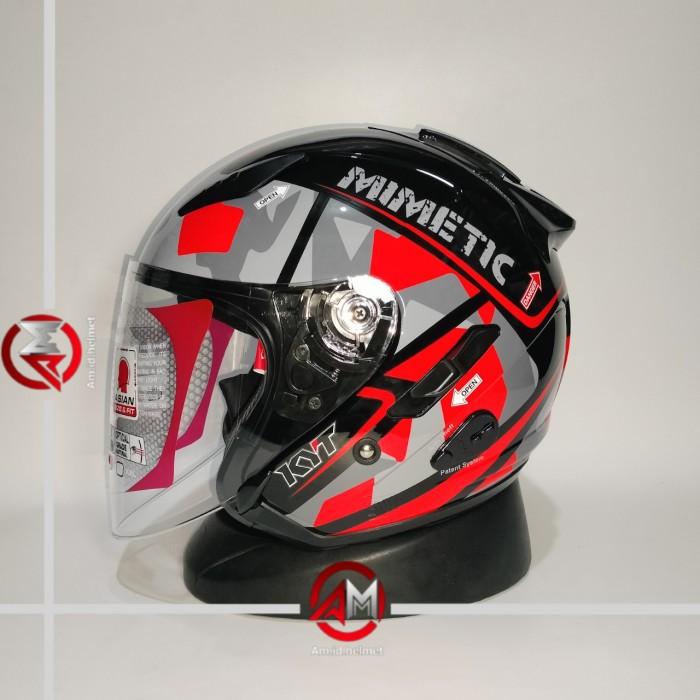 Gambar HELM KYT GALAXY FLAT R #4 MIMETIC BLACK RED DOUBLE VISOR HALF FACE - M dari Am.id.helmet undefined Tokopedia