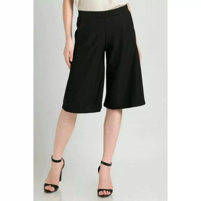 Gambar Celana kulot pendek 60cm bahan kain waffle crepe size jumbo - Hitam, XL BB 47-65 kg dari M.A.J olshop undefined Tokopedia