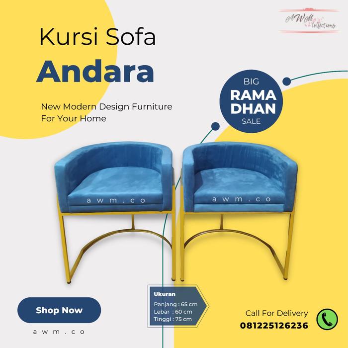 Gambar Kursi Sofa Andara Blue Elegan Furniture Homedecore Minimalis dari Awm Collection Furniture undefined Tokopedia