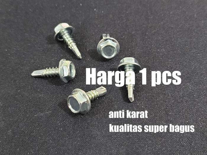 Jual harga 1 pcs 10x16 Baut Roofing Baja Ring Skrup Baja Ringan Reng ...
