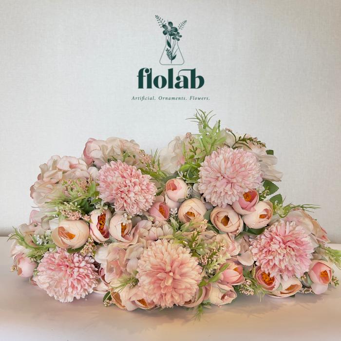 Gambar BUNGA ARTIFICIAL PREMIUM TEABUD POMPOM HYDRANGEA DAISY MIXED (A00822) - Light Pink dari Flolab id undefined Tokopedia