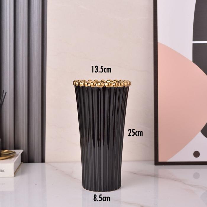 Gambar Cosmo Vase Gold Vas Bunga keramik hitam putih emas cantik garis tinggi - Black M dari petite maison indonesia undefined Tokopedia