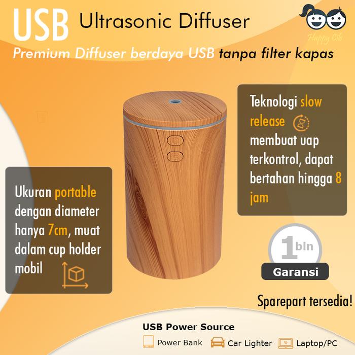 Gambar USB Diffuser Car Humidifier Ultrasonic Aromaterapi Essential Oil - Coklat Muda dari Happycils undefined Tokopedia