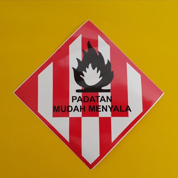 Gambar STIKER RAMBU LIMBAH B3/SIGN BAHAYA LIMBAH B3/15 CM X 15 CM - MUDAH TERBAKAR dari CINTA LINGKUNGAN undefined Tokopedia