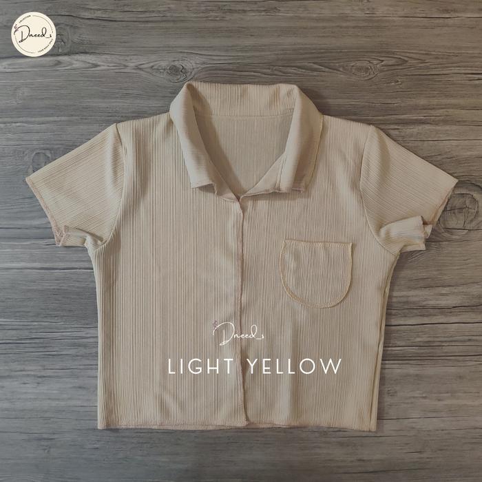 Gambar Dneeds - Janete Baju Crop Top Colar Pocket - Atasan Wanita Grosir - Yellow dari Dneed_s undefined Tokopedia