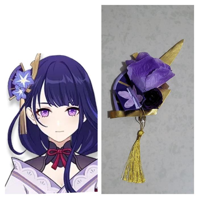 Gambar Cosplay kostum dan Wig rambut palsu genshin impact Raiden Shogun - aksesoris dari Pippybabywear undefined Tokopedia