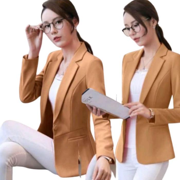 Gambar BLAZER WANITA JAS CEWEK OOTD BLAZER KERJA OUTFIT FORMAL WANITA - cream, XL dari idnstoree21 undefined Tokopedia