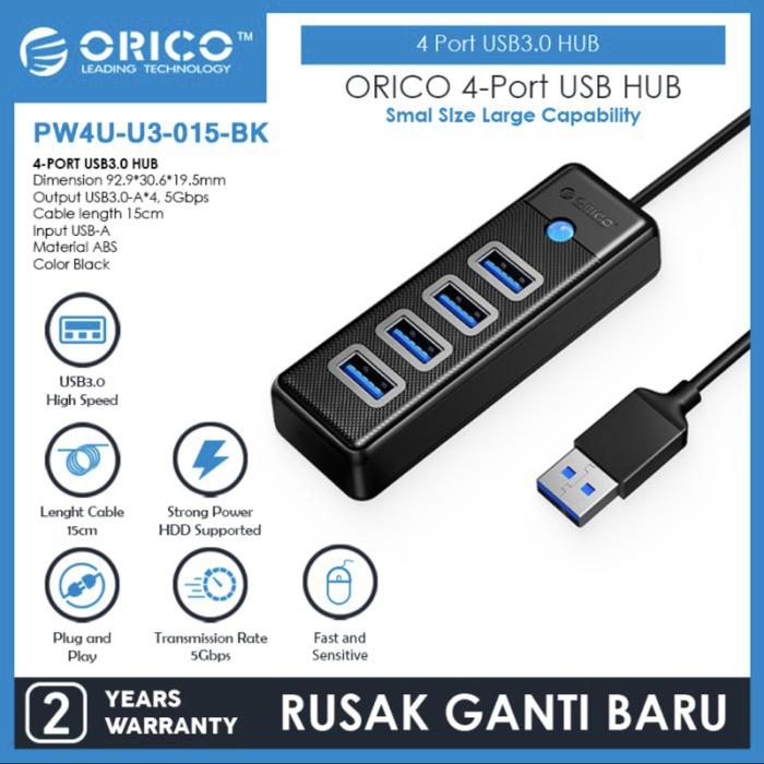 Gambar Orico PW4U U3 / C3 USB3.0 Hub 4 port Cabang USB 3.0 Black Card - USB-A dari Click & Go Tokopedia undefined Tokopedia