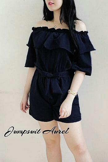 Gambar Jumpsuit Aurel Hitam [Jumpsuit Overall 0140] SHB - Hitam dari SuperModel New Generation undefined Tokopedia