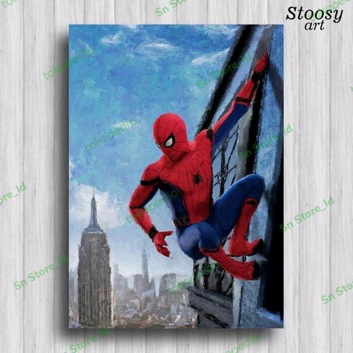 Gambar Lukisan dinding kanvas spidermaan hiasan kamar anak - Tanpa Frame dari Sn Store Id undefined Tokopedia