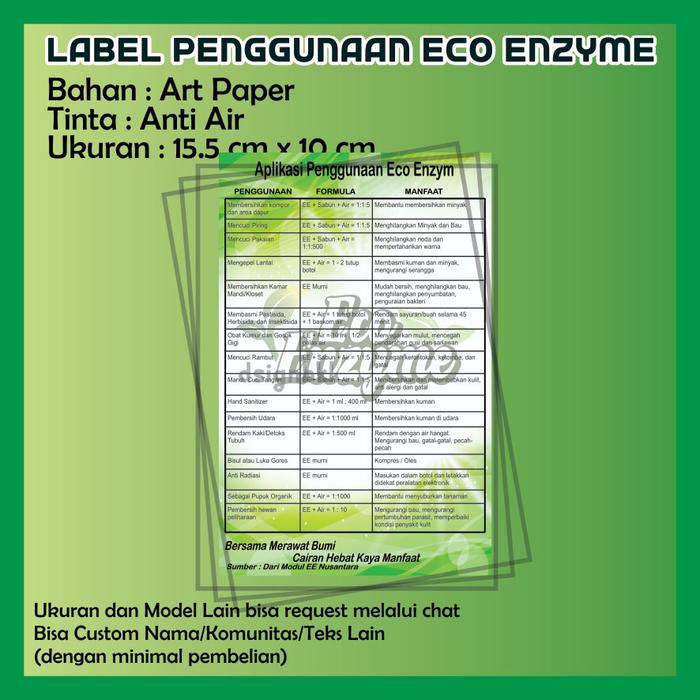 Gambar Sticker Label Eco Enzyme - Label Botol Eco Enzyme - Brosur 15.5x10, Art Paper dari d-sign46 undefined Tokopedia