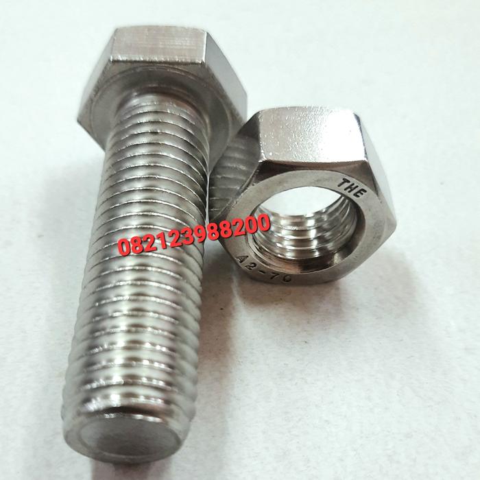 Gambar baut mur stainless m6x15 baut 10 sus304 m6 x 15 hex bolt nut m6x1.0x15 - BAUT+MUR M6X15 dari TRISTECH_NEW undefined Tokopedia