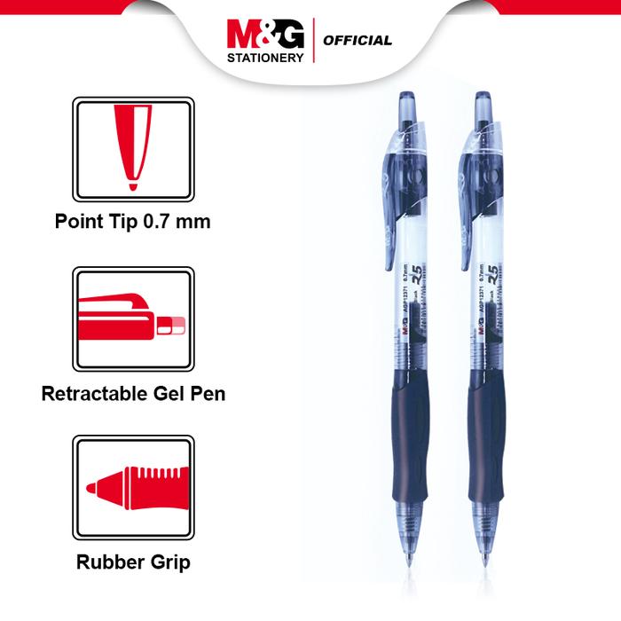 Gambar M&G Pulpen Gel Retractable Cetek Pen 0.7 mm 0.5 mm 8 Warna Biru Hitam - Hitam 0.7mm dari M&G Official Store undefined Tokopedia