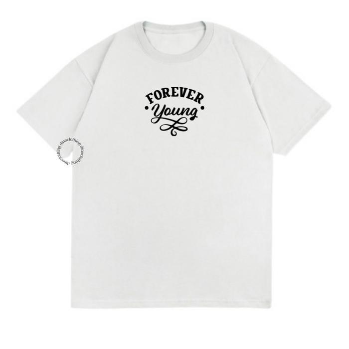 Gambar DINO CLOTHING - KAOS FOREVER KATUN COMBED PREMIUM UNISEX WANITA PRIA - Putih, S dari This is Dino undefined Tokopedia