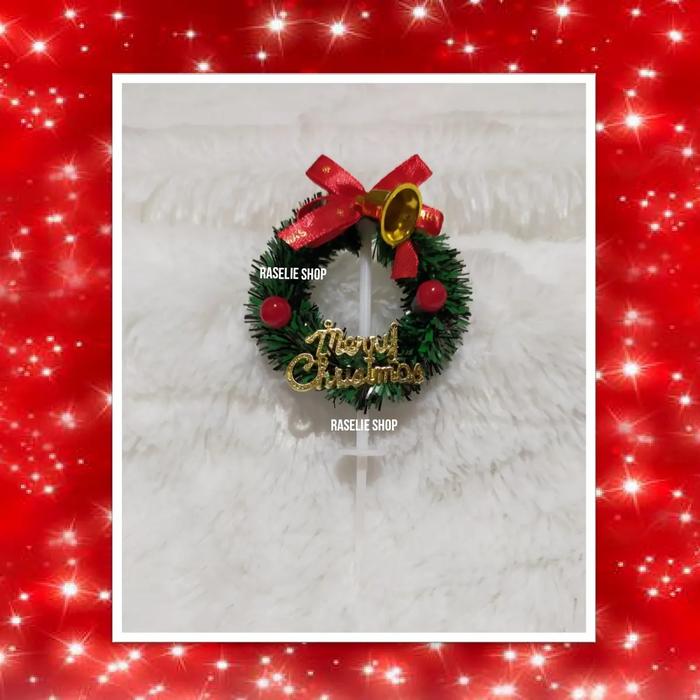 Gambar Cake Topper Ring Hijau Merry Christmas Hiasan Natal Dekorasi Kue Tart - A dari Raselie Shop undefined Tokopedia