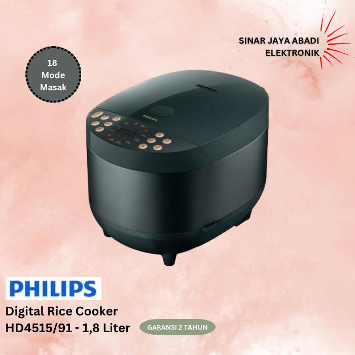 Gambar PHILIPS HD4515/91 Fuzzy Logic Digital Rice Cooker [1.8 L] Forest Green - Forest Green dari Sinar Jaya Abadi 888 undefined Tokopedia