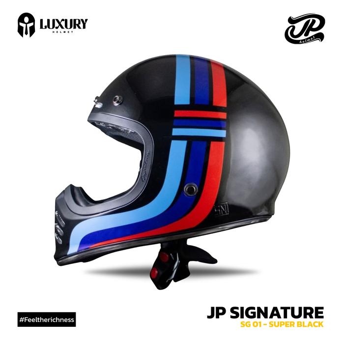 Gambar Helm Cakil - JP RETRO SIGNATURE - SG01 - Classis - SuperBlack, XL dari LuxuryHelmet undefined Tokopedia