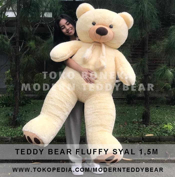 Gambar BONEKA BERUANG TEDDY BEAR FLUFFY SYAL JUMBO 1 ,5 METER - CREAM dari Modern Teddy Bear undefined Tokopedia