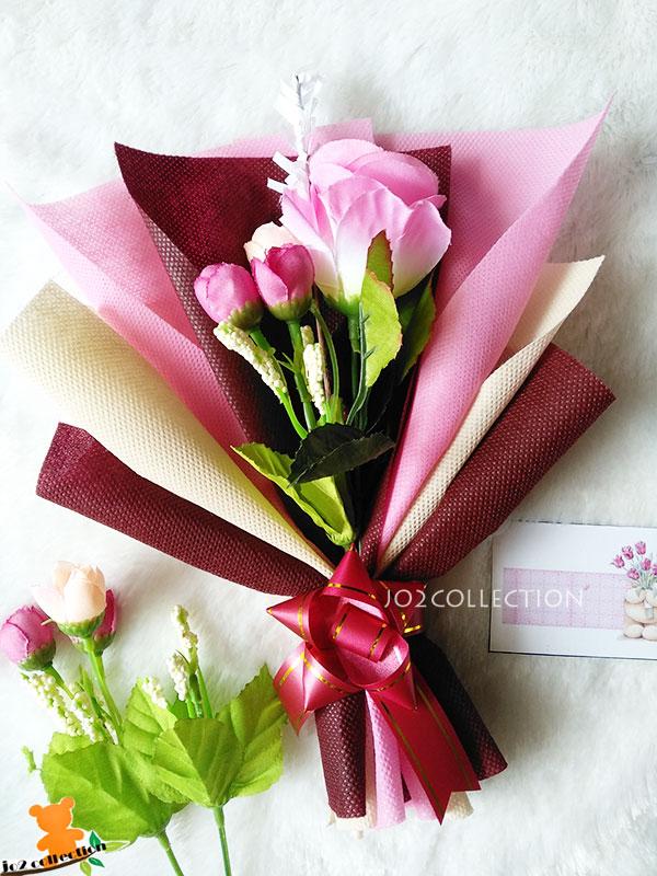 Gambar Single Flower Bouquet - Buket Bunga Simple - Merah Muda, Original dari Kumakino Gallery undefined Tokopedia