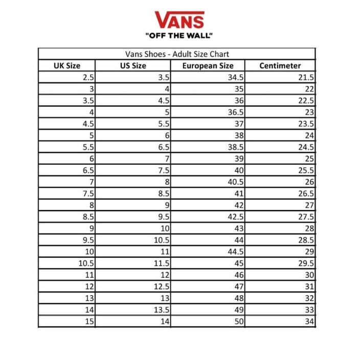 Ukuran Sepatu Vans Original Vans 39 In Cm Sepatu Sneakers Vans Era