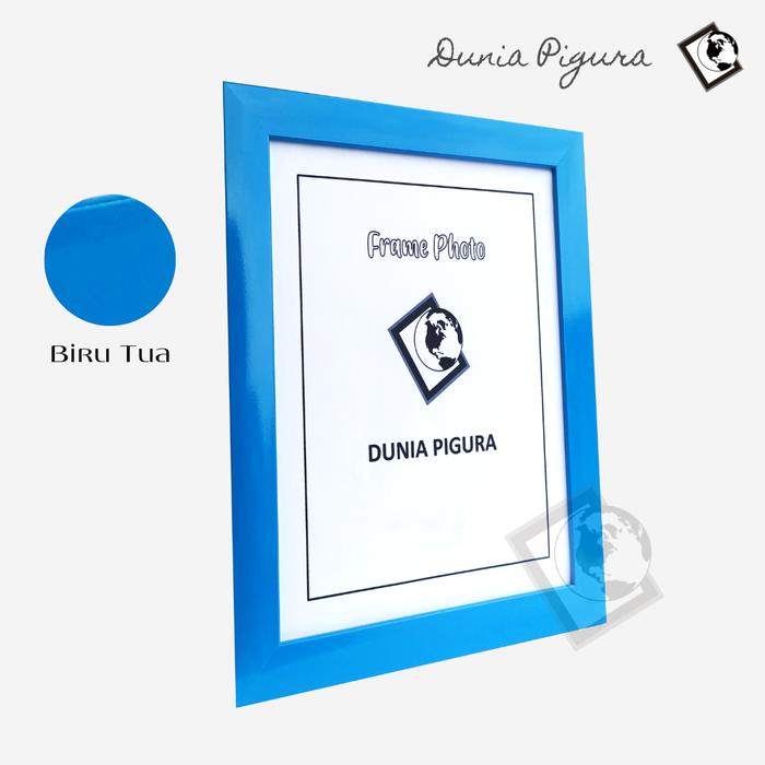 Gambar Bingkai Foto 8RP (20 x 30cm) PAKAI KACA Minimalis GROSIR / Frame Foto / Frame piagam / Pigura photo - Biru Tua dari Dunia Pigura Bandung undefined Tokopedia