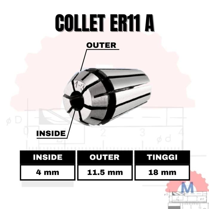 Gambar ER11 Spring Collet Adapter collet chuck ER 11 Collet CNC - 4mm dari Machining Solution undefined Tokopedia