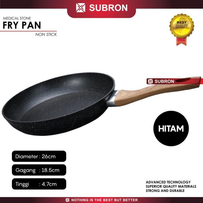 Gambar SUBRON FRYING PAN MEDICAL STONE Non-Stick Kompor Induksi Anti Lengket - HITAM 26CM dari Injaya Store undefined Tokopedia