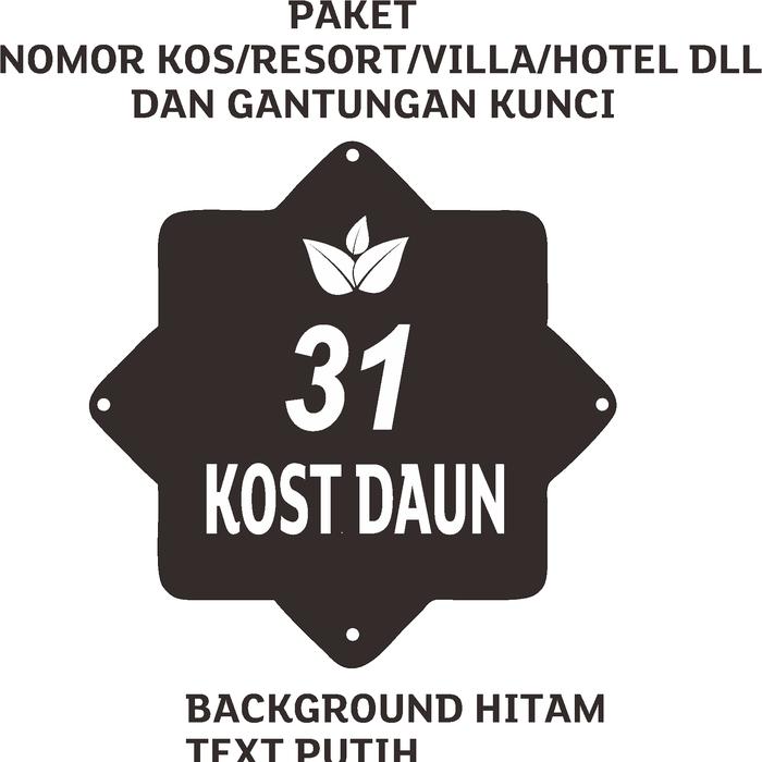 Gambar NOMOR KOS/VILLA/RESORT/HOTEL/PENGINAPAN/kntrakan PAKET GANTUNGAN KUNCI - Hitam tex putih, Ganci+No Kamar dari Unemo ESA undefined Tokopedia