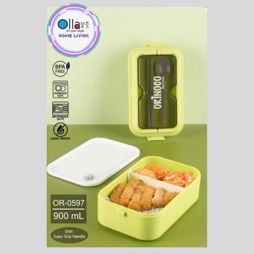 Gambar Kotak Makan 1 Layer Free Sendok Sumpit OR-0597 Lunchbox Ukuran 900 ML dengan Handle - Hijau dari Ollahomeliving undefined Tokopedia