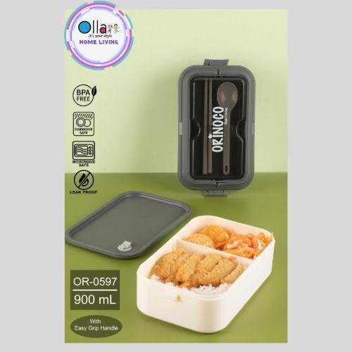 Gambar Kotak Makan 1 Layer Free Sendok Sumpit OR-0597 Lunchbox Ukuran 900 ML dengan Handle - Putih dari Ollahomeliving undefined Tokopedia
