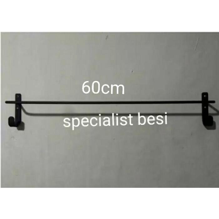 Gambar Gantungan Baju Dinding Besi Coating Hitam Putih Panjang 100Cm+Cantolan - Hitam, Panjang 30Cm dari Aneka Tempa Kreativa undefined Tokopedia
