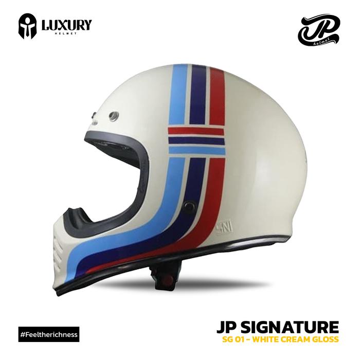 Gambar Helm Cakil - JP RETRO SIGNATURE - SG01 - Classis - WhiteCreamGlos, XL dari LuxuryHelmet undefined Tokopedia